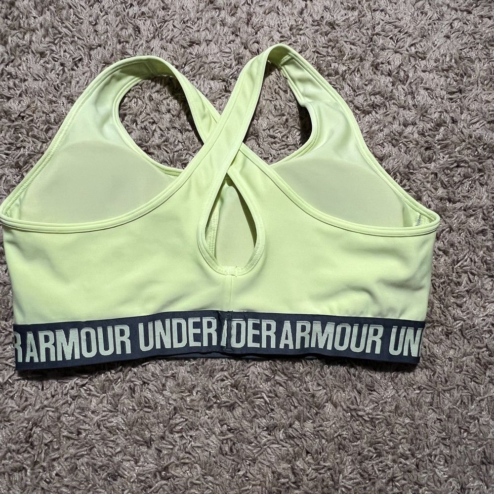 Under Armour Womens Size XL Mid Support Crossback Sports Bra Padding Neon Green - Picture 3 of 7